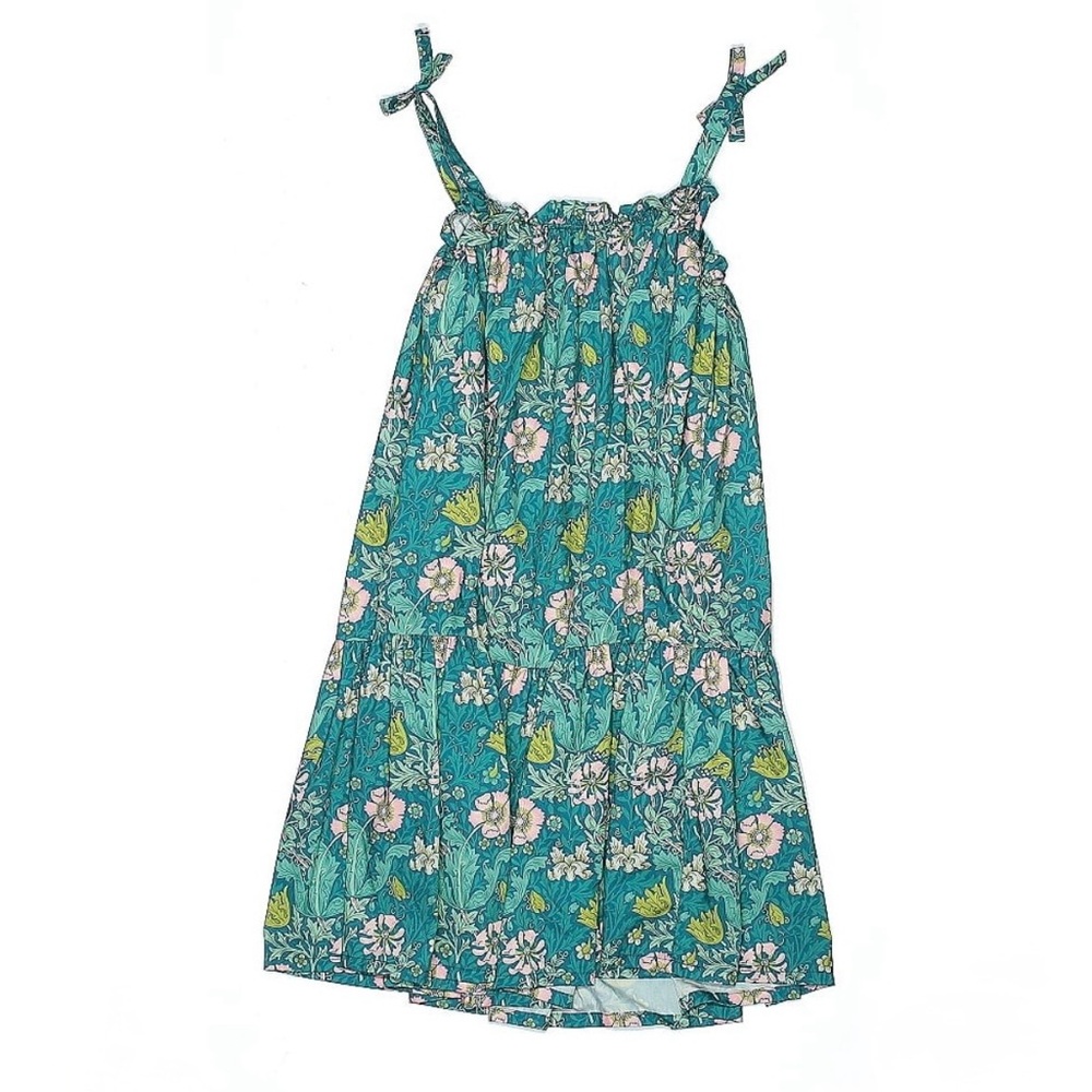 Floral Kids Casual Dress - Teal and Green | size 10